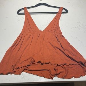 Burnt orange deep v urban tank top